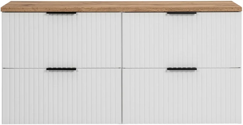 Zestaw mebli łazienkowych ADEL WHITE z dwoma umywalkami SMILE i blatem 120 cm - 5 elementów