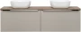 Szafka podwójna łazienkowa 80 cm SANTA FE taupe/dąb vintage z dwoma umywalkami SMILE i blatem 160 cm