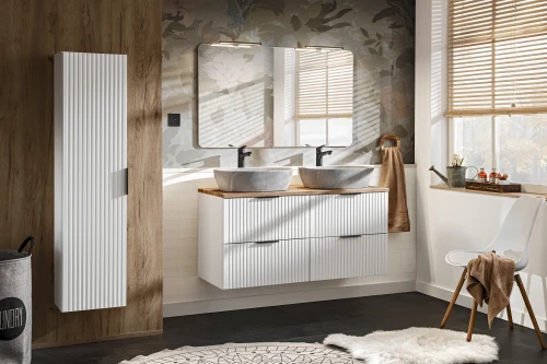 Zestaw mebli łazienkowych ADEL WHITE z szafką pod umywalkę 120 cm - 9 elementów