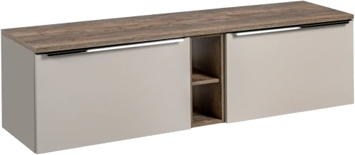 Zestaw mebli łazienkowych SANTA FE taupe/dąb vintage z dwiema szafkami 80 cm i blatem 180 cm