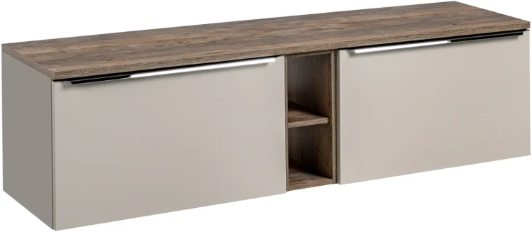 Szafka podwójna łazienkowa 80 cm SANTA FE taupe/dąb vintage z blatem 180 cm