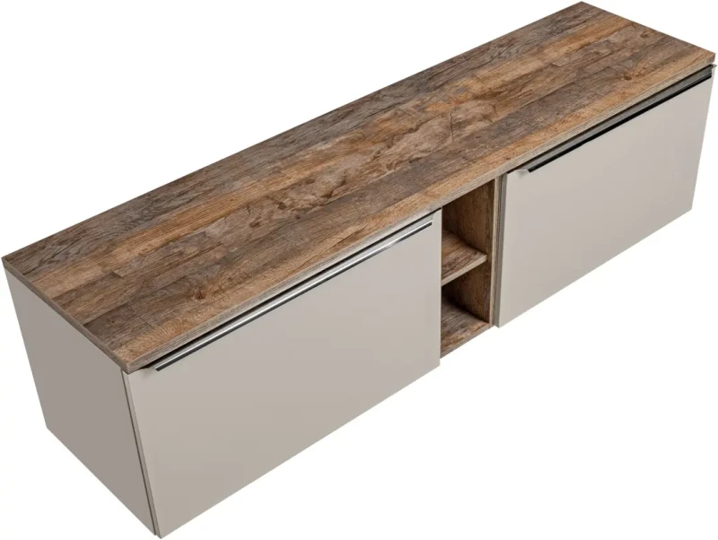 Szafka podwójna łazienkowa 80 cm SANTA FE taupe/dąb vintage z blatem 180 cm