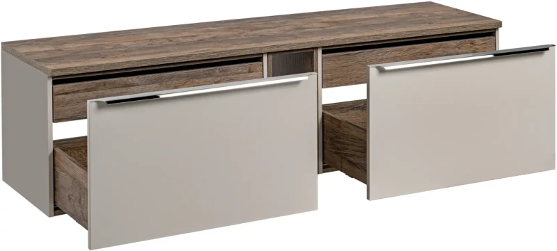 Szafka podwójna łazienkowa 80 cm SANTA FE taupe/dąb vintage z blatem 180 cm