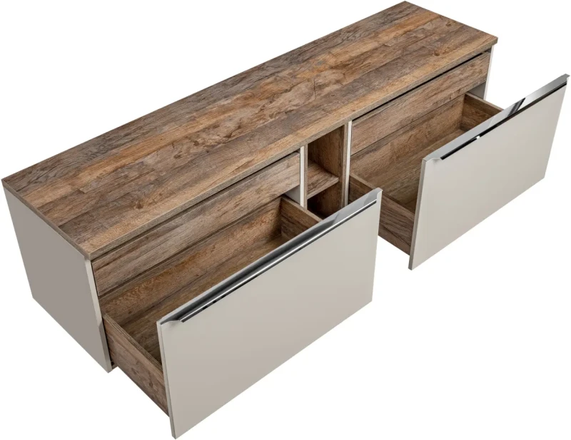 Szafka podwójna łazienkowa 80 cm SANTA FE taupe/dąb vintage z blatem 180 cm