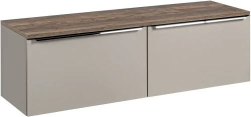 Zestaw mebli łazienkowych SANTA FE taupe/dąb vintage z dwiema szafkami 80 cm i blatem 160 cm