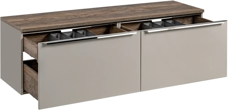 Szafka podwójna łazienkowa 80 cm SANTA FE taupe/dąb vintage z blatem 160 cm