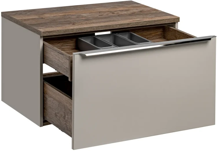 Szafka pod umywalkę 80 cm SANTA FE taupe/dąb vintage z blatem 80 cm