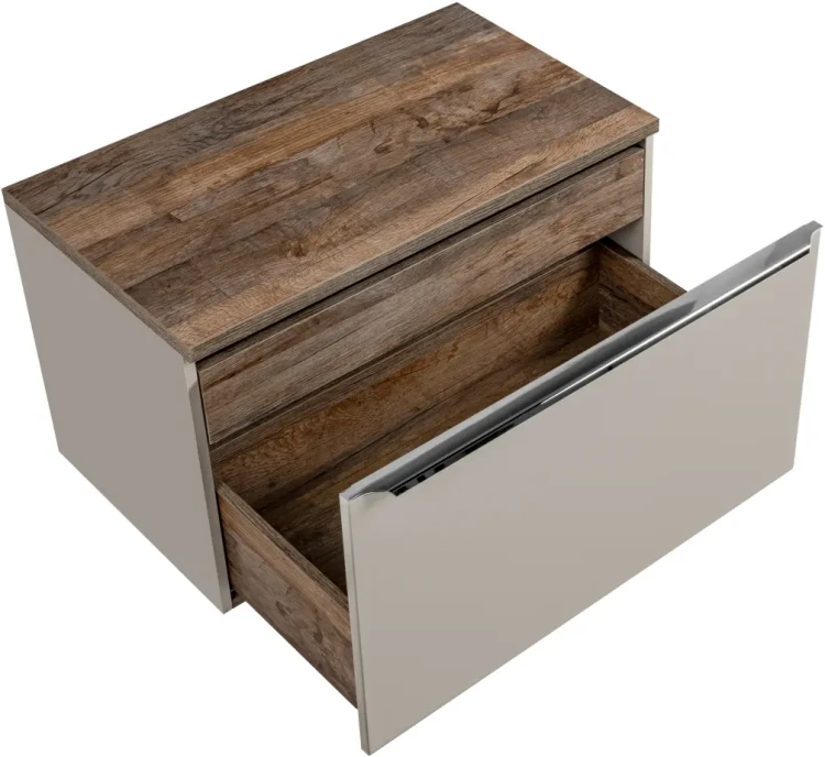 Szafka pod umywalkę 80 cm SANTA FE taupe/dąb vintage z blatem 80 cm