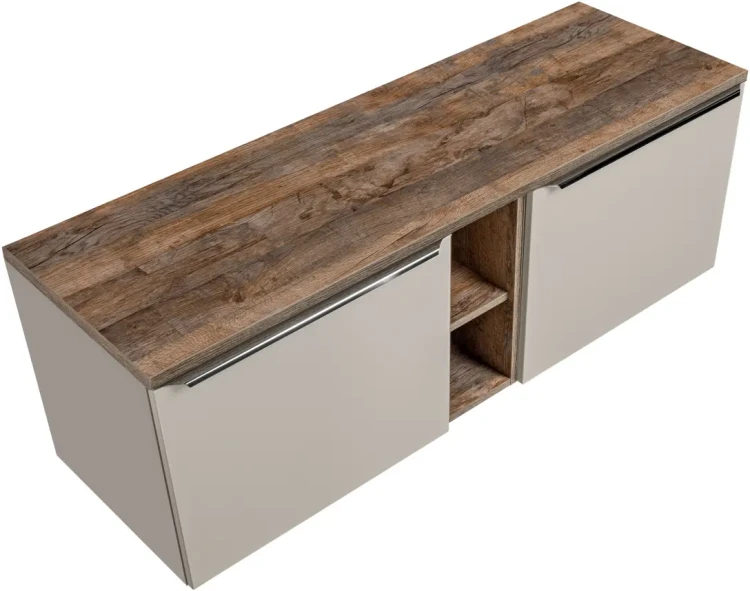 Szafka podwójna łazienkowa 60 cm SANTA FE taupe/dąb vintage z blatem 140 cm