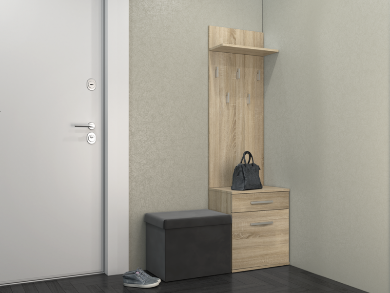 Panel do przedpokoju wieszak + szafka na buty Salma / dąb sonoma