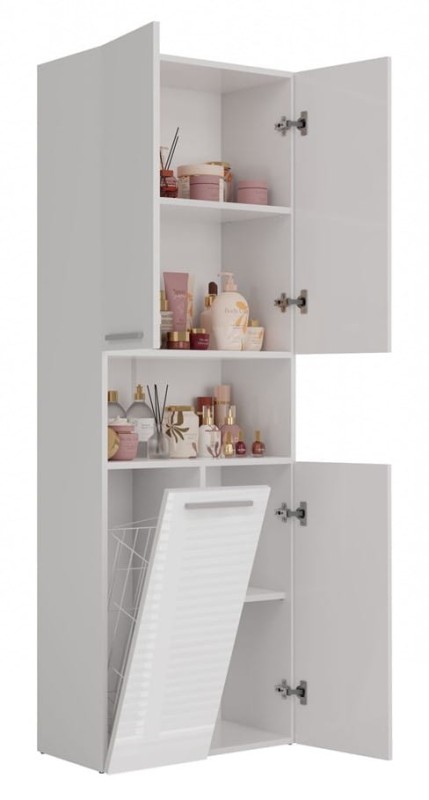 Szafka łazienkowa z półką Emil I Biały mat/połysk