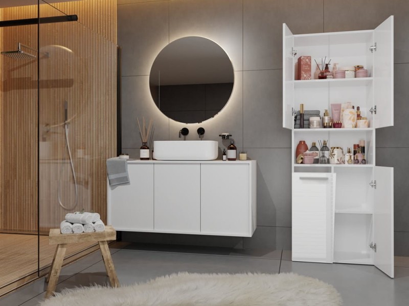 Szafka łazienkowa z półką Emil I Biały mat/połysk