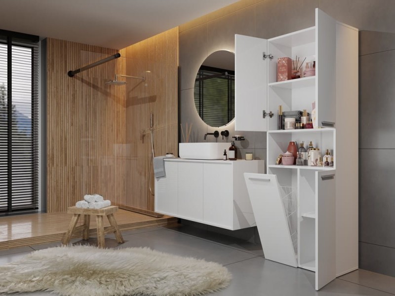 Szafka łazienkowa z półką Emil I Biały mat