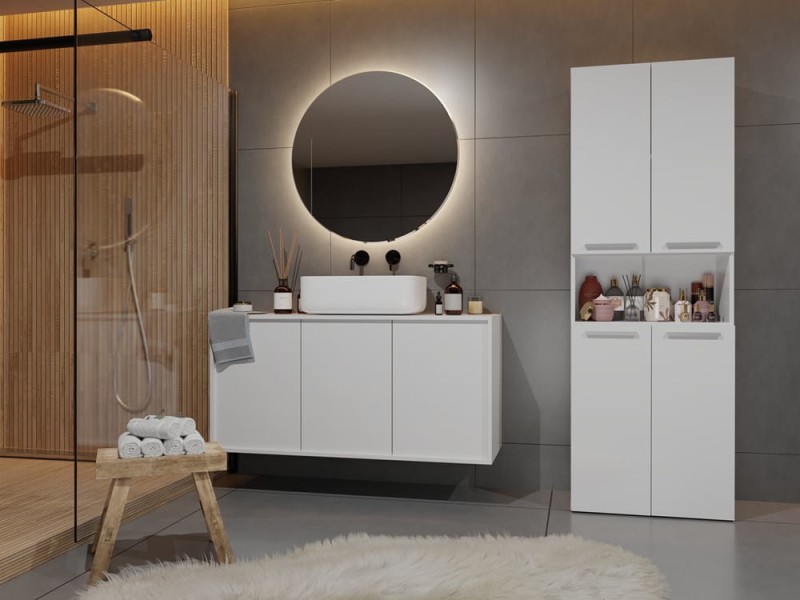 Szafka łazienkowa z półką Emil I Biały mat