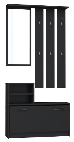 Garderoba wieszak lustro szafka na buty | Czarny