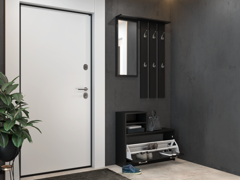 Garderoba wieszak lustro szafka na buty | Czarny