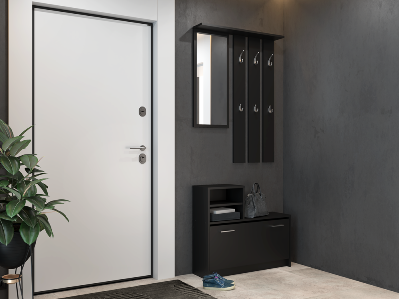 Garderoba wieszak lustro szafka na buty | Czarny