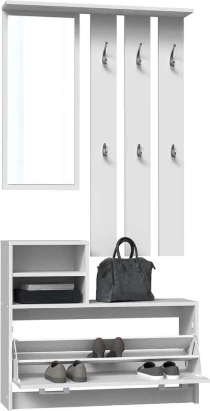 Garderoba wieszak lustro szafka na buty z lustrem/ Biały