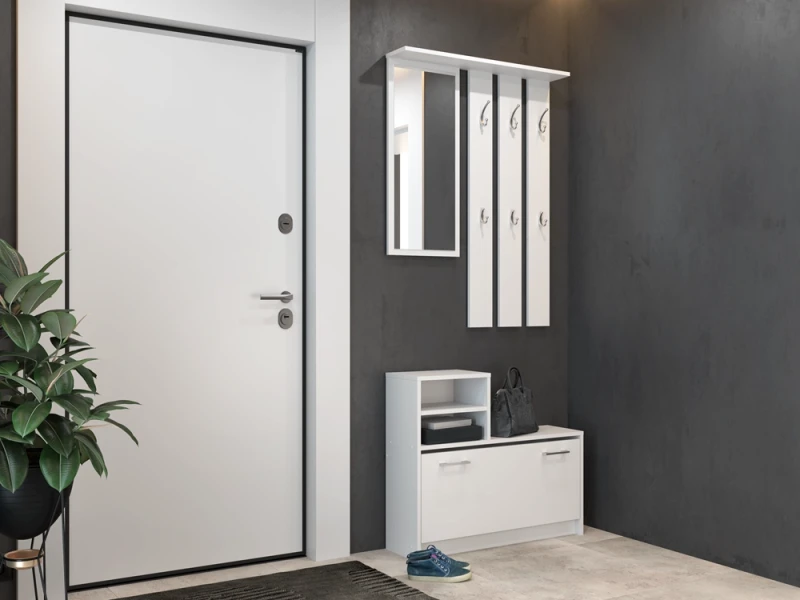 Garderoba wieszak lustro szafka na buty z lustrem/ Biały