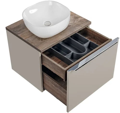 Zestaw mebli łazienkowych SANTA FE TAUPE z umywalką SMILE i blatem 60 cm - 3 elementy