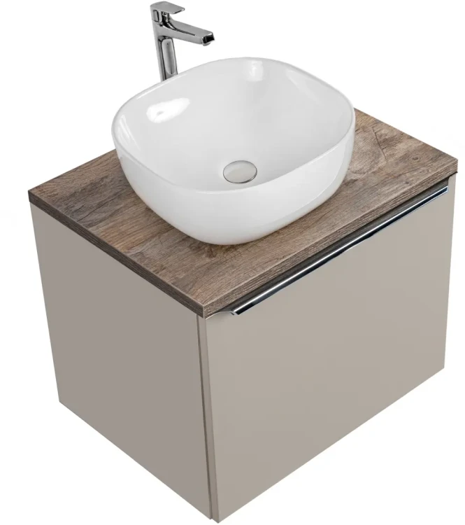 Zestaw mebli łazienkowych SANTA FE TAUPE z umywalką SMILE i blatem 60 cm - 3 elementy