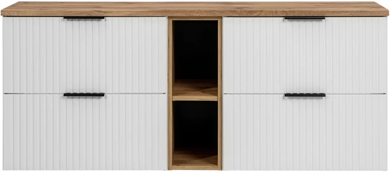 Zestaw mebli łazienkowych ADEL WHITE z dwoma umywalkami SMILE i blatem 140 cm - 6 elementów