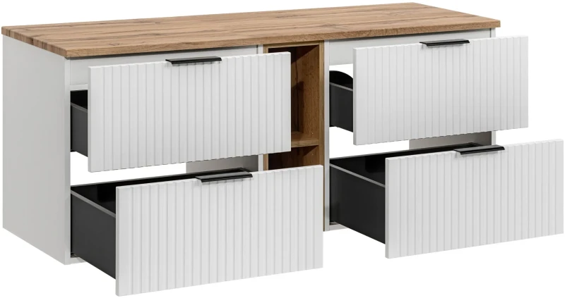 Zestaw mebli łazienkowych ADEL WHITE z dwoma umywalkami SMILE i blatem 140 cm - 6 elementów