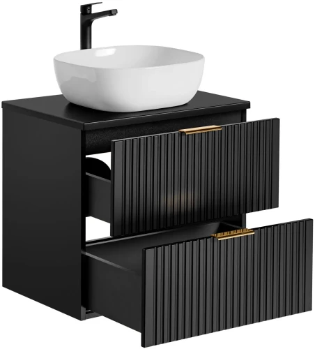 Szafka łazienkowa 60 cm ADEL BLACK z umywalką SMILE i blatem 60 cm