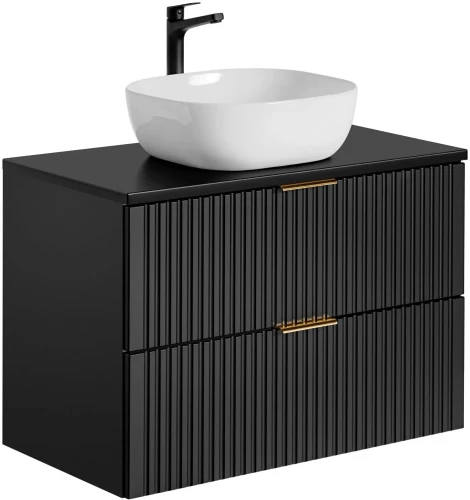 Szafka łazienkowa 80 cm ADEL BLACK z umywalką SMILE i blatem 80 cm