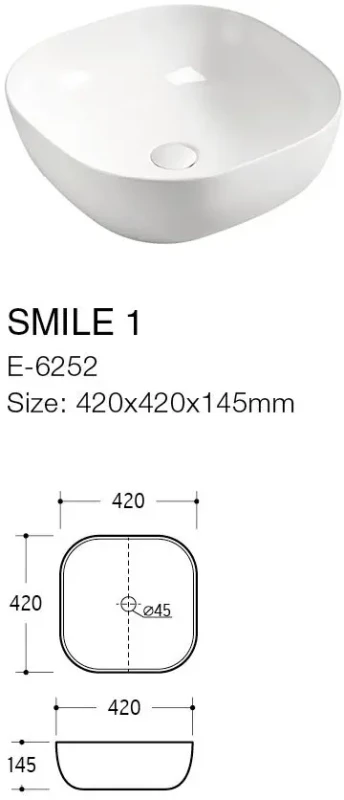 Szafka łazienkowa 80 cm ADEL BLACK (umywalka ceramiczna nablatowa UM-6252 SMILE 40 DP - rysunek techniczny)