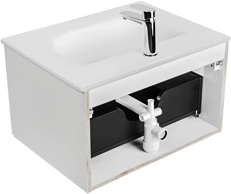 Zestaw mebli łazienkowych BALI WHITE z szafką pod umywalkę 80 cm - 7 elementów
