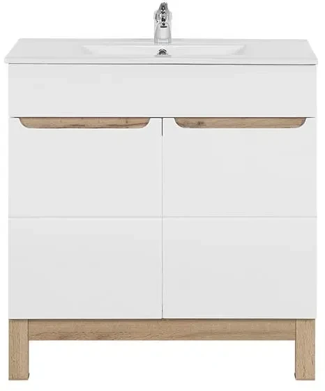 Zestaw mebli łazienkowych BALI WHITE z szafką pod umywalkę 80 cm - 7 elementów