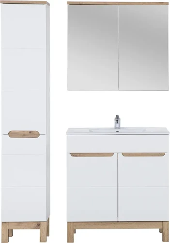 Zestaw mebli łazienkowych BALI WHITE z szafką pod umywalkę 80 cm - 5 elementów