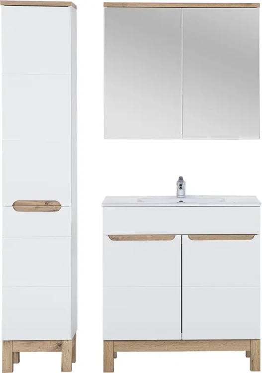 Zestaw mebli łazienkowych BALI WHITE z szafką pod umywalkę 80 cm - 5 elementów