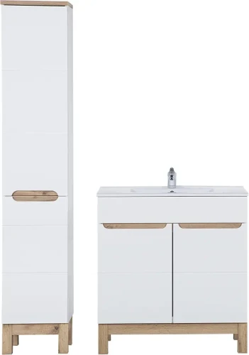 Zestaw mebli łazienkowych BALI WHITE z szafką pod umywalkę 80 cm - 4 elementy