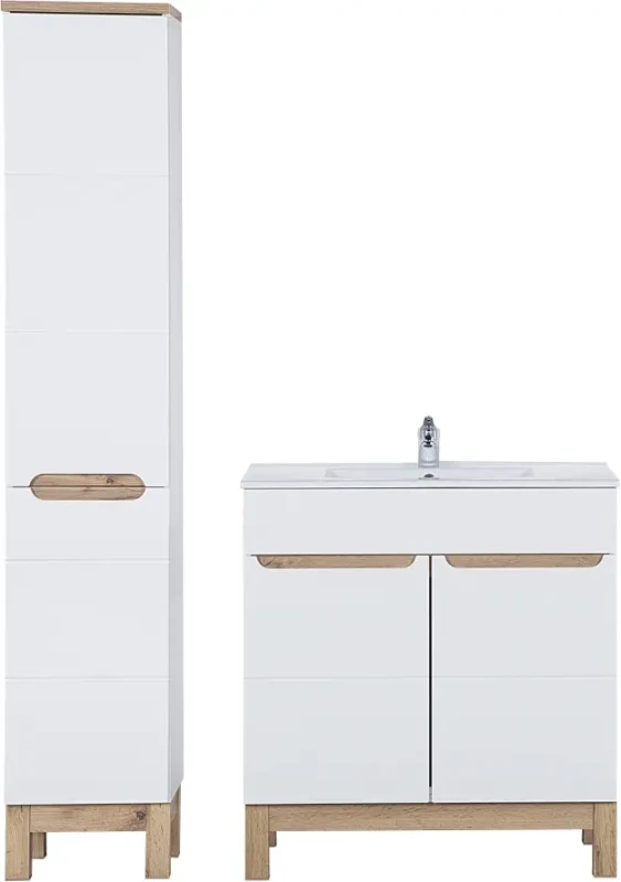 Zestaw mebli łazienkowych BALI WHITE z szafką pod umywalkę 80 cm - 4 elementy