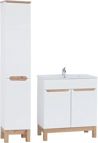 Zestaw mebli łazienkowych BALI WHITE z szafką pod umywalkę 80 cm - 4 elementy