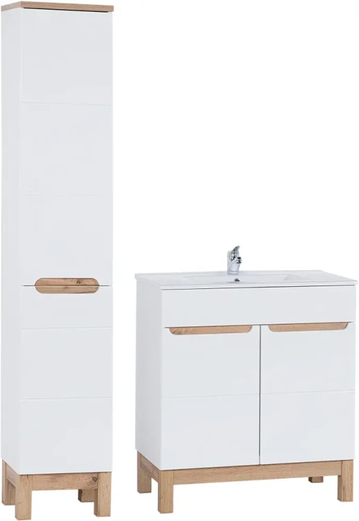 Zestaw mebli łazienkowych BALI WHITE z szafką pod umywalkę 80 cm - 4 elementy