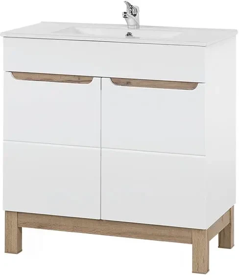 Zestaw mebli łazienkowych BALI WHITE 1 z szafką pod umywalkę 80 cm - 7 elementów