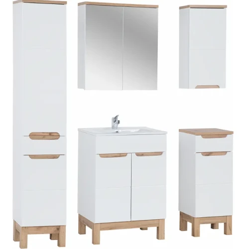 Zestaw mebli łazienkowych BALI WHITE z szafką pod umywalkę 80 cm - 7 elementów