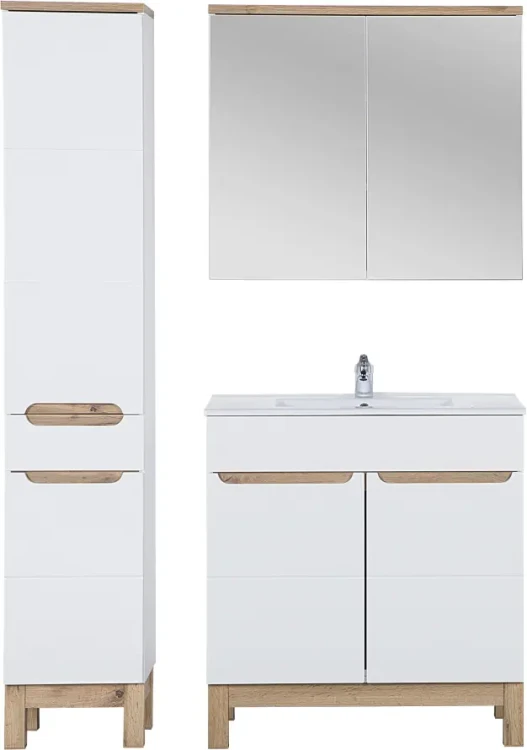 Zestaw mebli łazienkowych BALI WHITE 841 z szafką pod umywalkę 80 cm - 5 elementów
