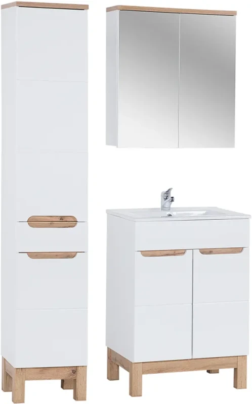 Zestaw mebli łazienkowych BALI WHITE 841 z szafką pod umywalkę 80 cm - 5 elementów