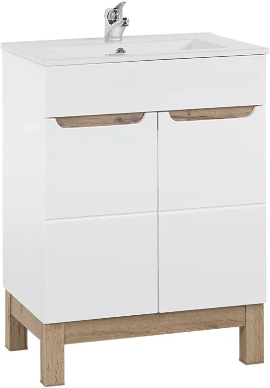 Zestaw mebli łazienkowych BALI WHITE z szafką pod umywalkę 60 cm - 7 elementów