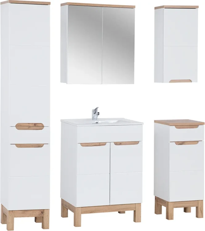 Zestaw mebli łazienkowych BALI WHITE z szafką pod umywalkę 60 cm - 7 elementów