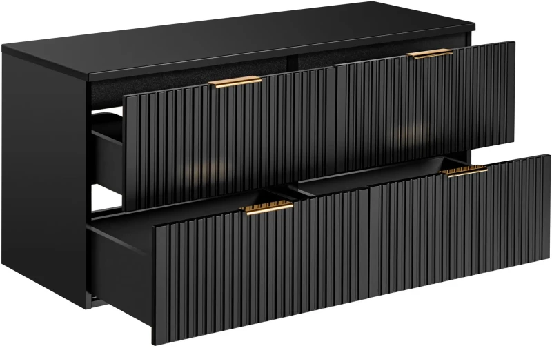 Zestaw mebli łazienkowych ADEL BLACK z dwoma umywalkami SMILE i blatem 120 cm - 5 elementów