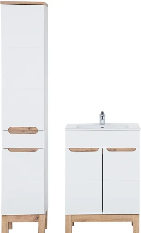 Zestaw mebli łazienkowych BALI WHITE z szafką pod umywalkę 60 cm - 4 elementy