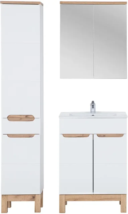 Zestaw mebli łazienkowych BALI WHITE z szafką pod umywalkę 60 cm - 5 elementów
