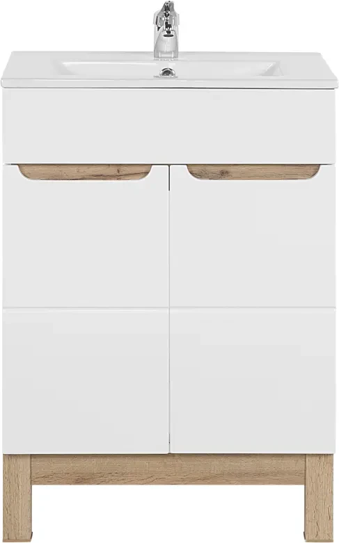 Zestaw mebli łazienkowych BALI WHITE z umywalką LAVA 60 cm - 3 elementy