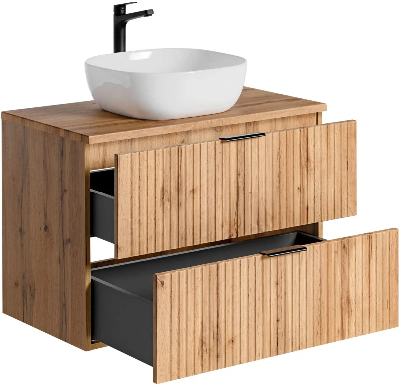 Szafka łazienkowa 80 cm ADEL OAK z umywalką SMILE i blatem 80 cm