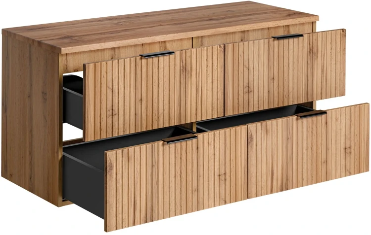 Zestaw mebli łazienkowych ADEL OAK z dwoma umywalkami SMILE i blatem 120 cm - 5 elementów